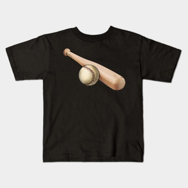 Baseball Bat And Ball Kids T-Shirt by SinBle